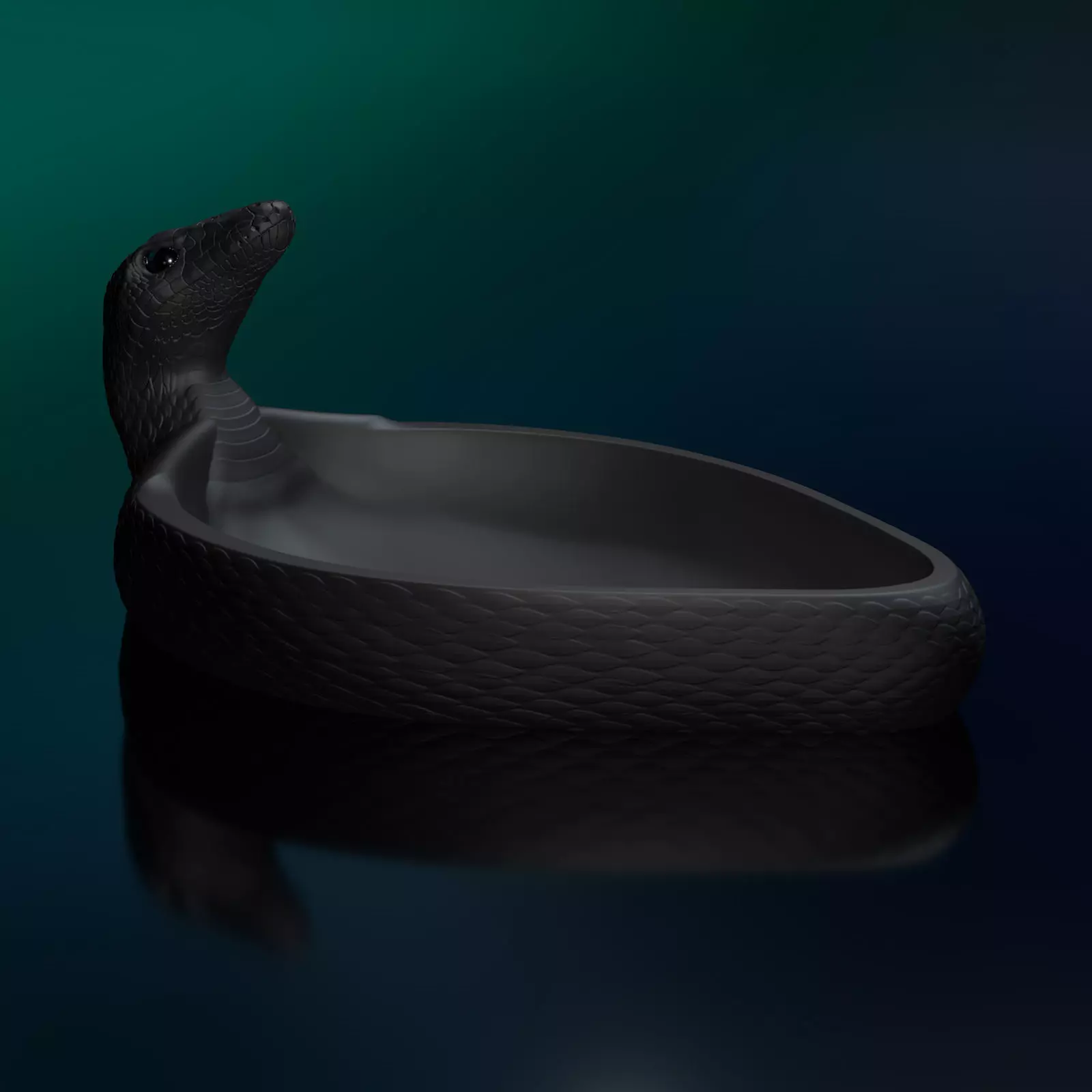 Snake-Bowl-Motif 3-Oval- STL-3D Print Model High-Polygon 3D print model