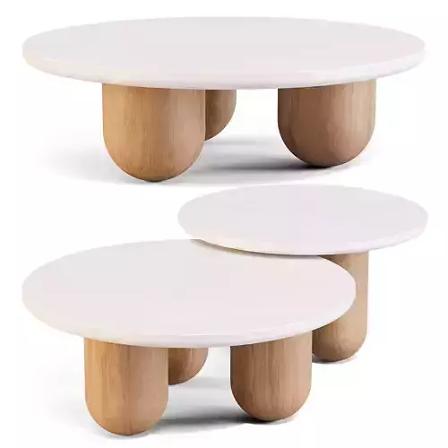 MSJ Furniture Tri Nesting Column - Coffee and Side Tables V01