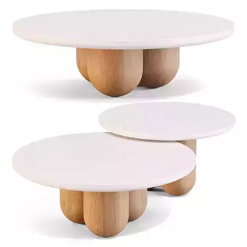 MSJ Furniture Tri Nesting Column - Coffee and Side Tables V02
