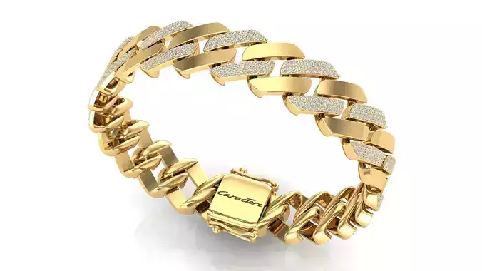 Cuban Link Bracelet With Stones