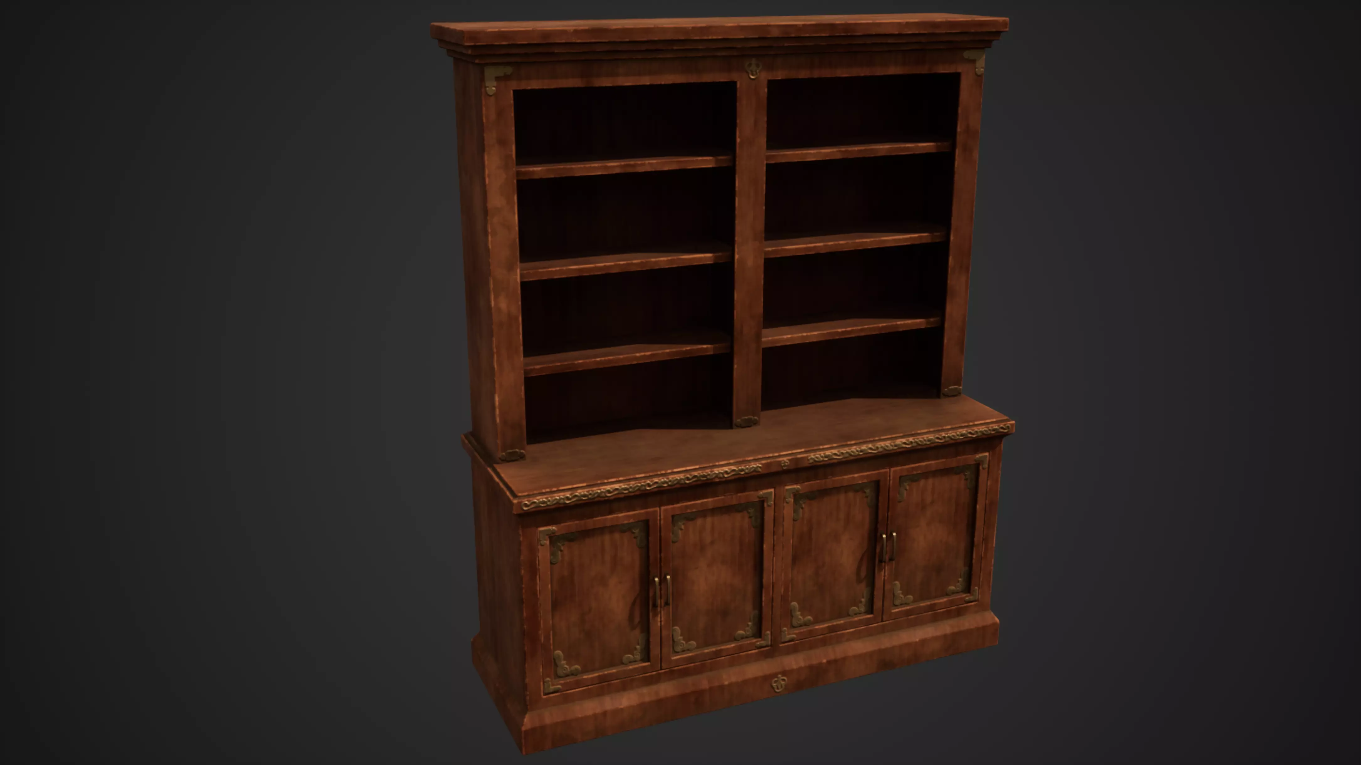 Stylized Bookcase Free low-poly 3D model_0