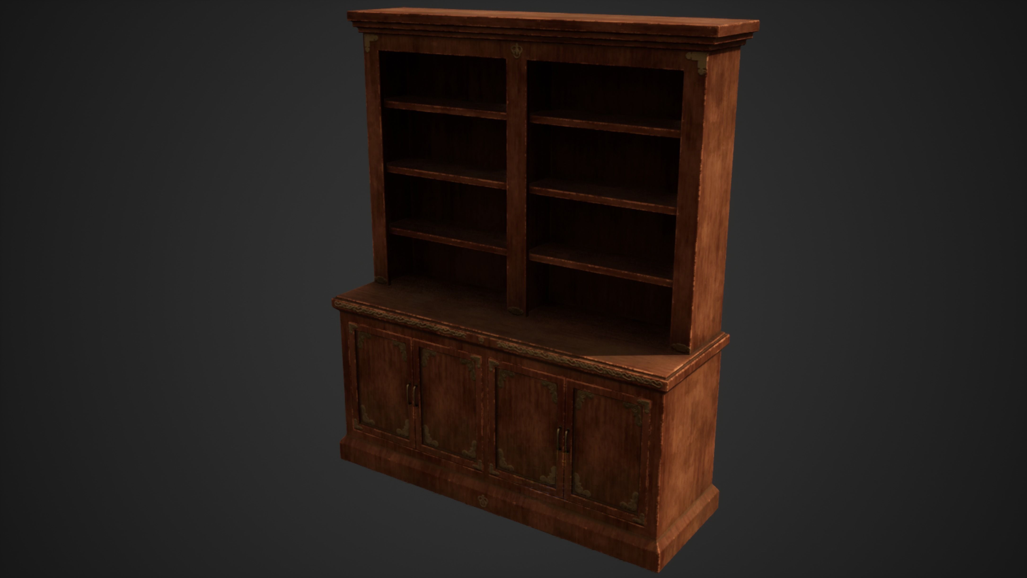 Stylized Bookcase Free low-poly 3D model_1