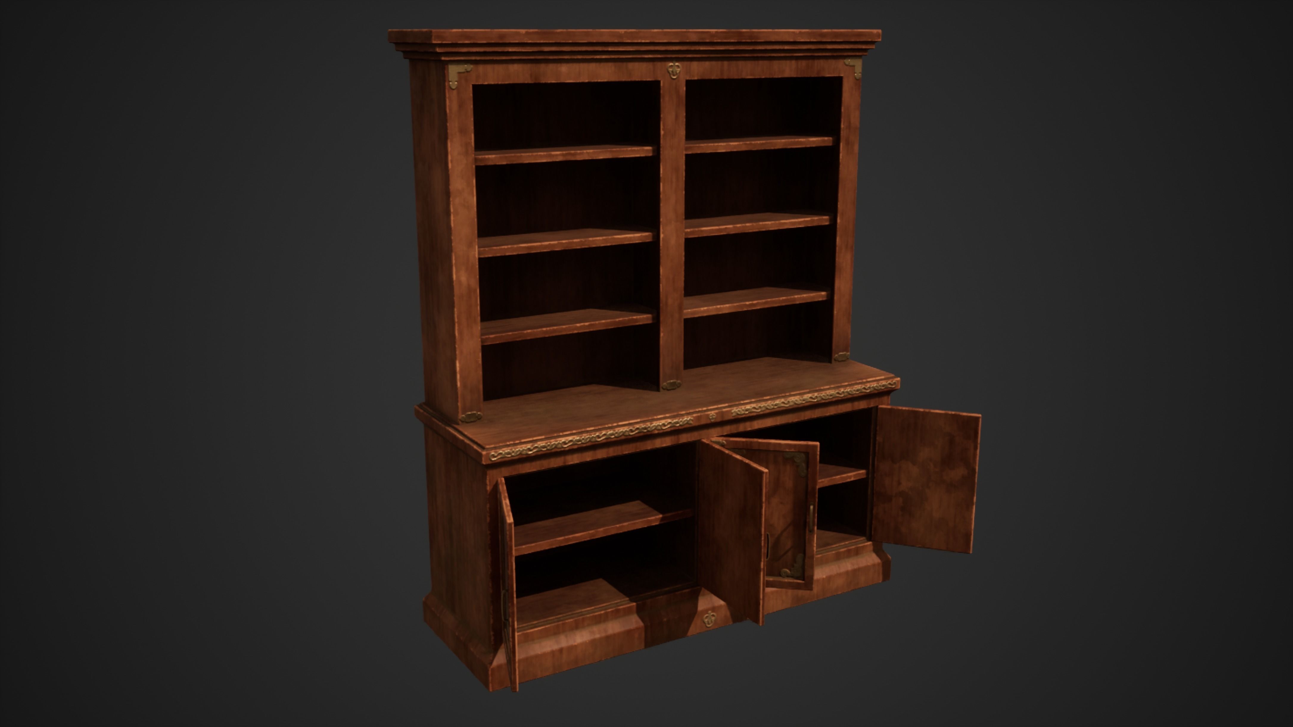 Stylized Bookcase Free low-poly 3D model_3