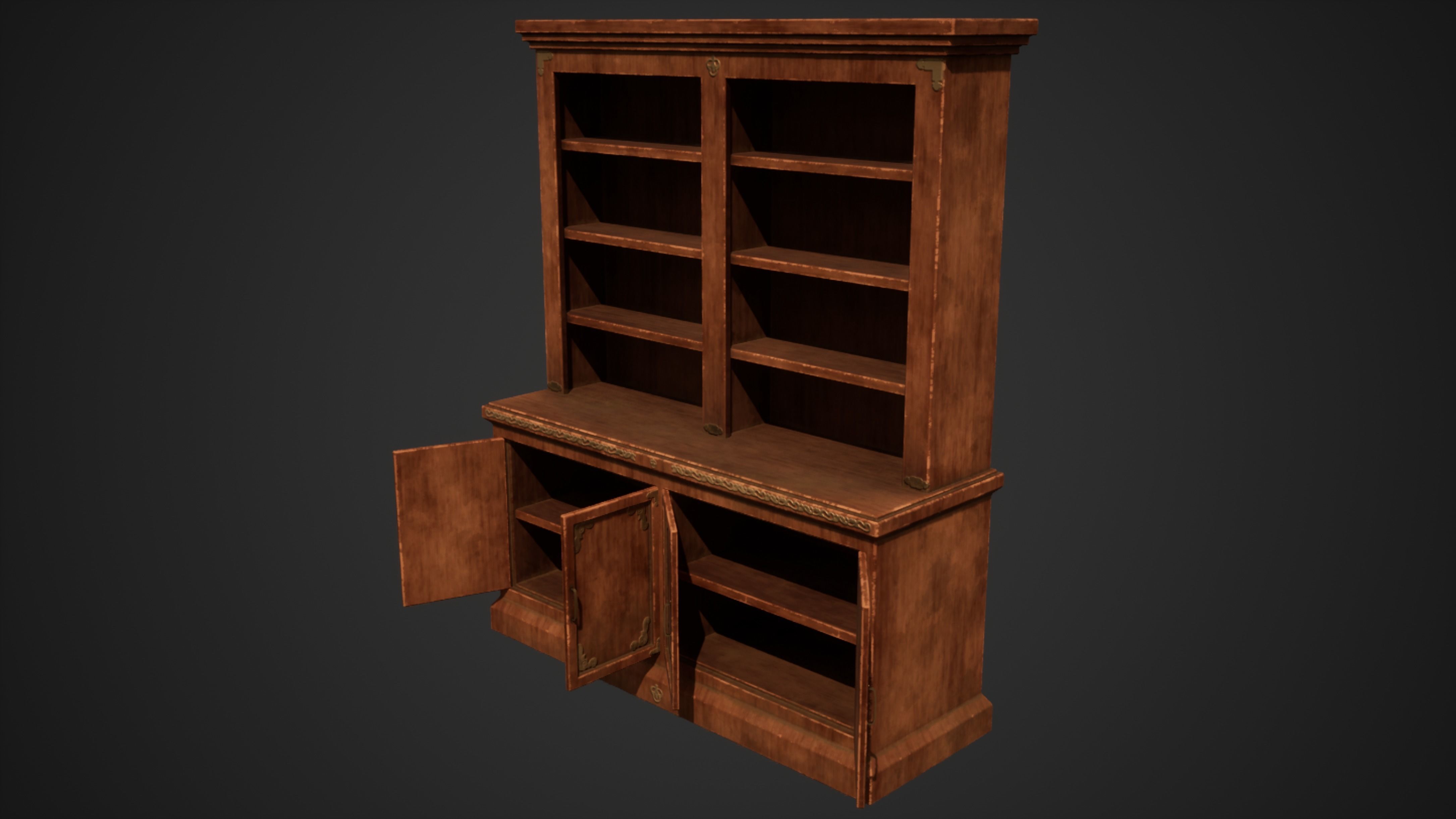 Stylized Bookcase Free low-poly 3D model_4