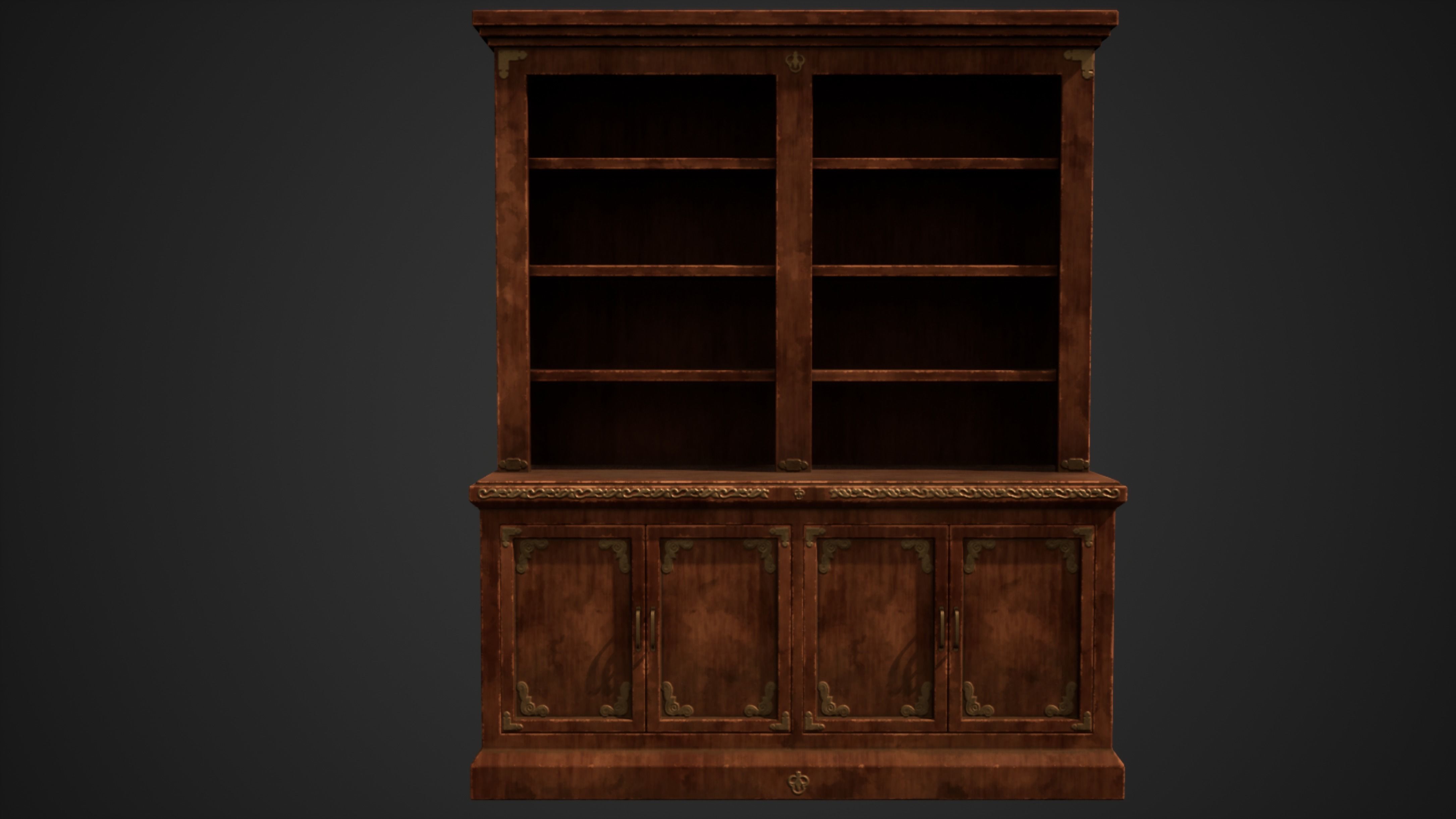 Stylized Bookcase Free low-poly 3D model_2
