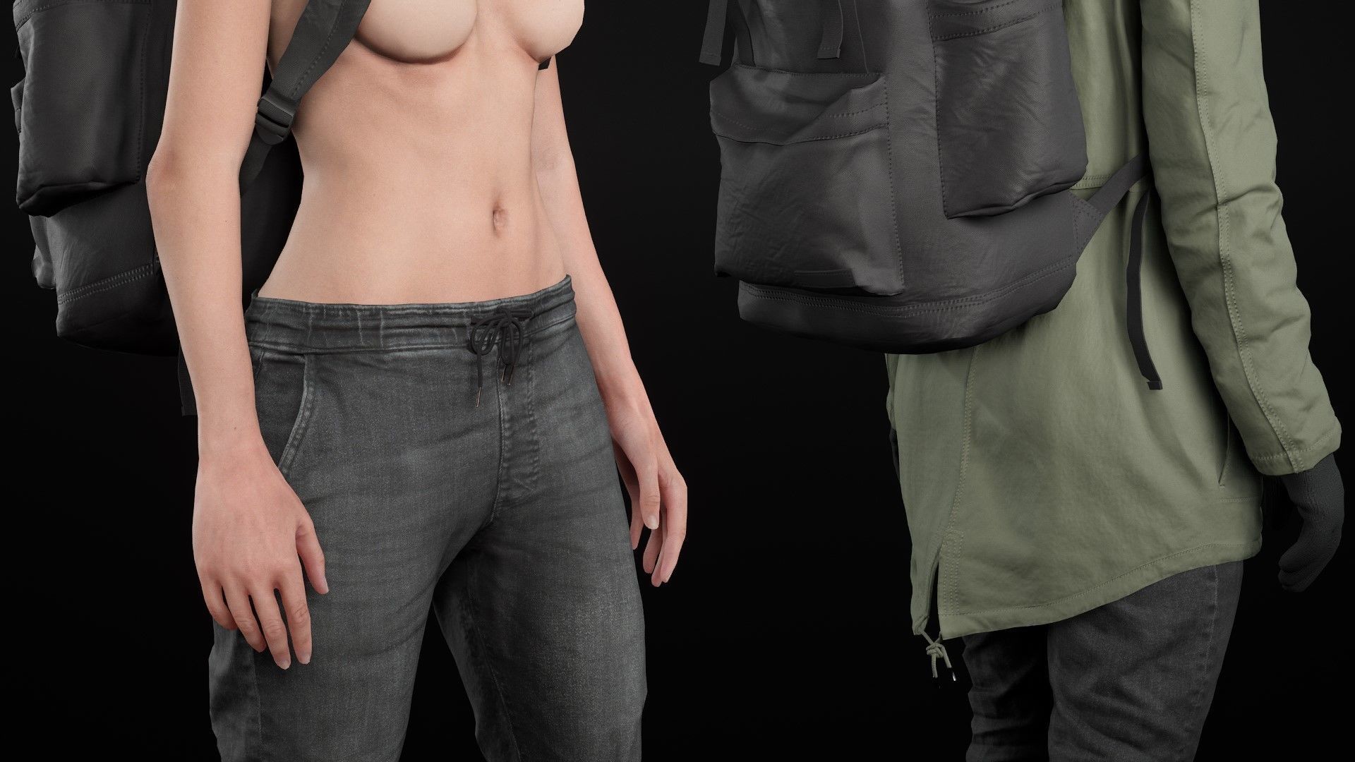 Woman - Winter Outfit 2 - Modular - Rigged Low-poly 3D model_30