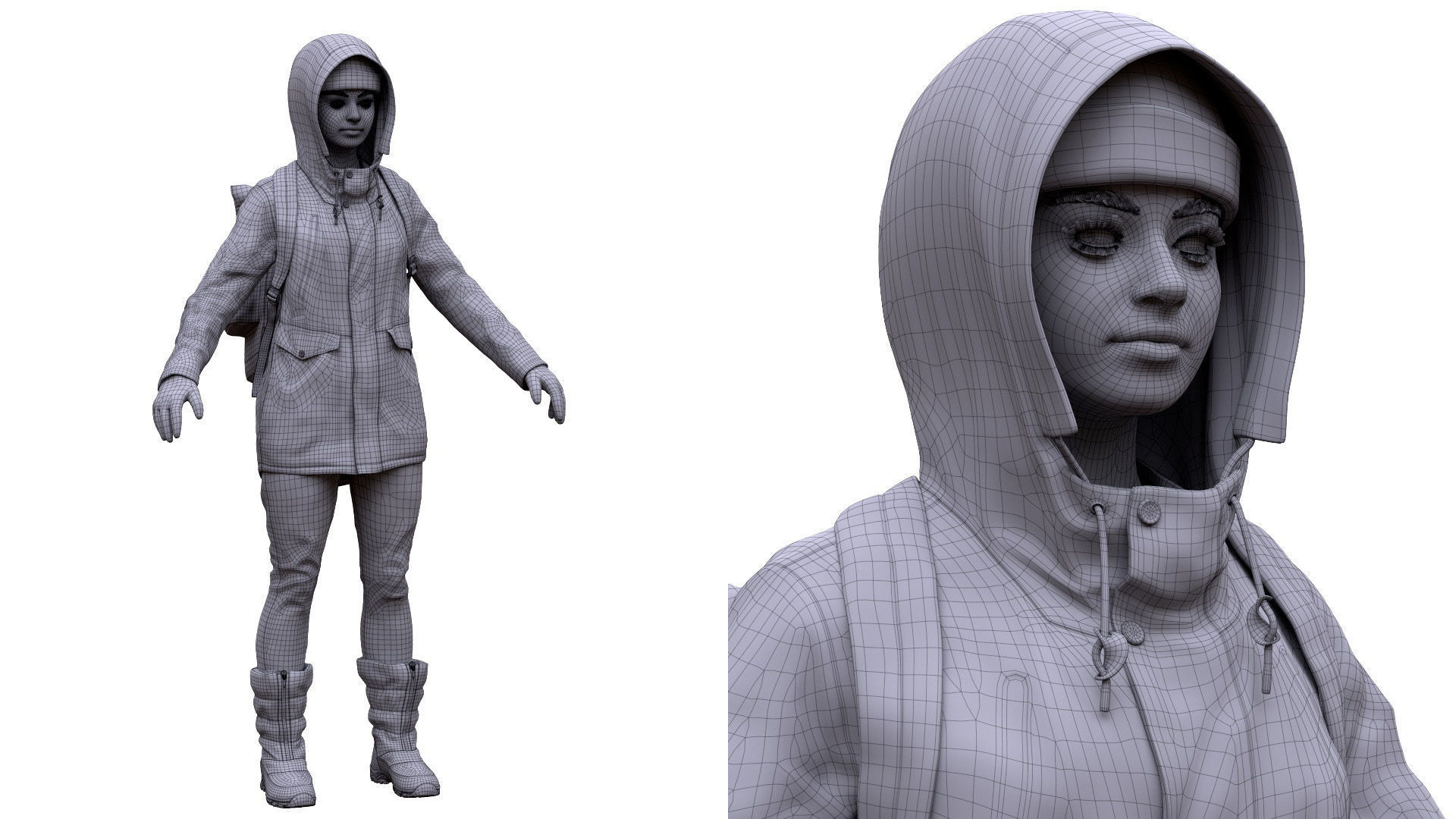 Woman - Winter Outfit 2 - Modular - Rigged Low-poly 3D model_19