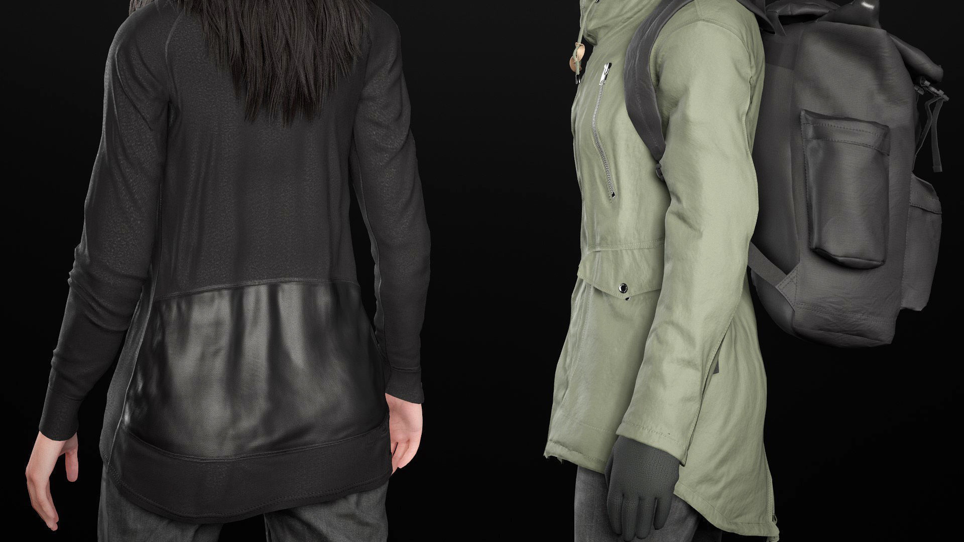 Woman - Winter Outfit 2 - Modular - Rigged Low-poly 3D model_28