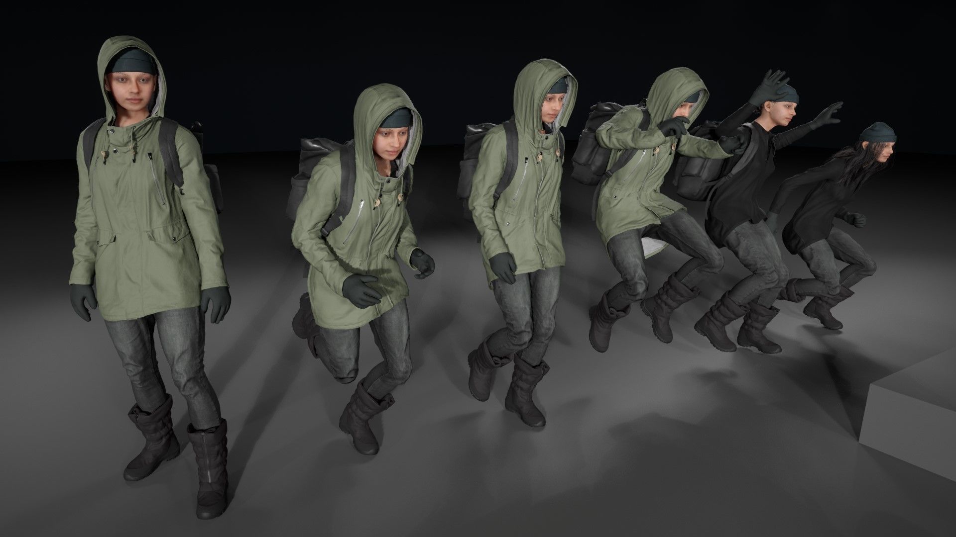 Woman - Winter Outfit 2 - Modular - Rigged Low-poly 3D model_6