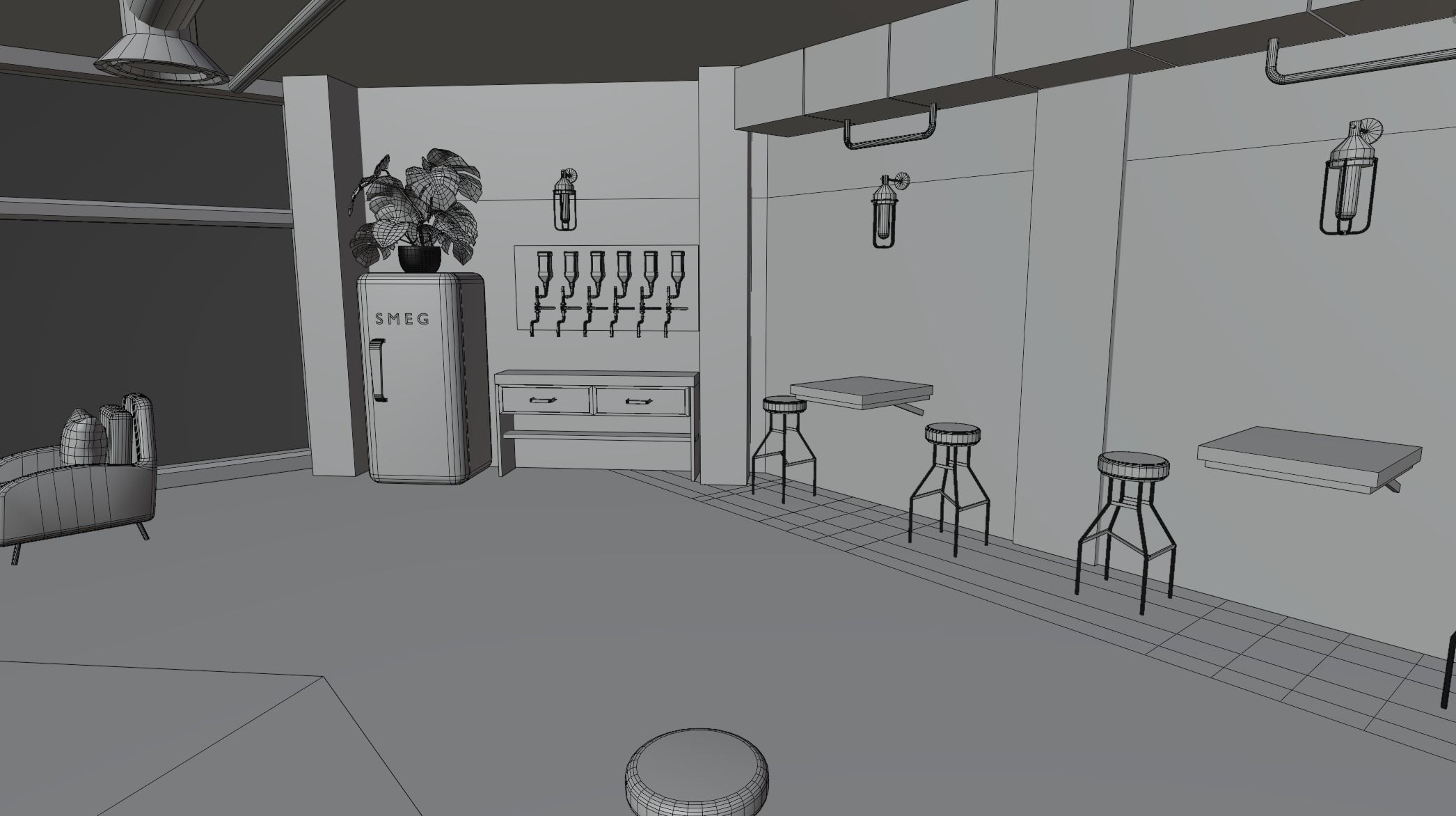 Dinning and wine bar 3D model_17