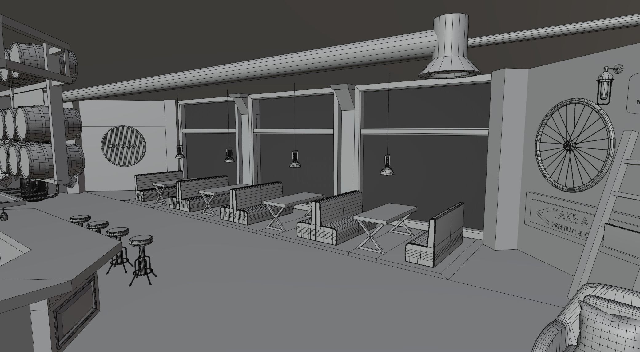Dinning and wine bar 3D model_19