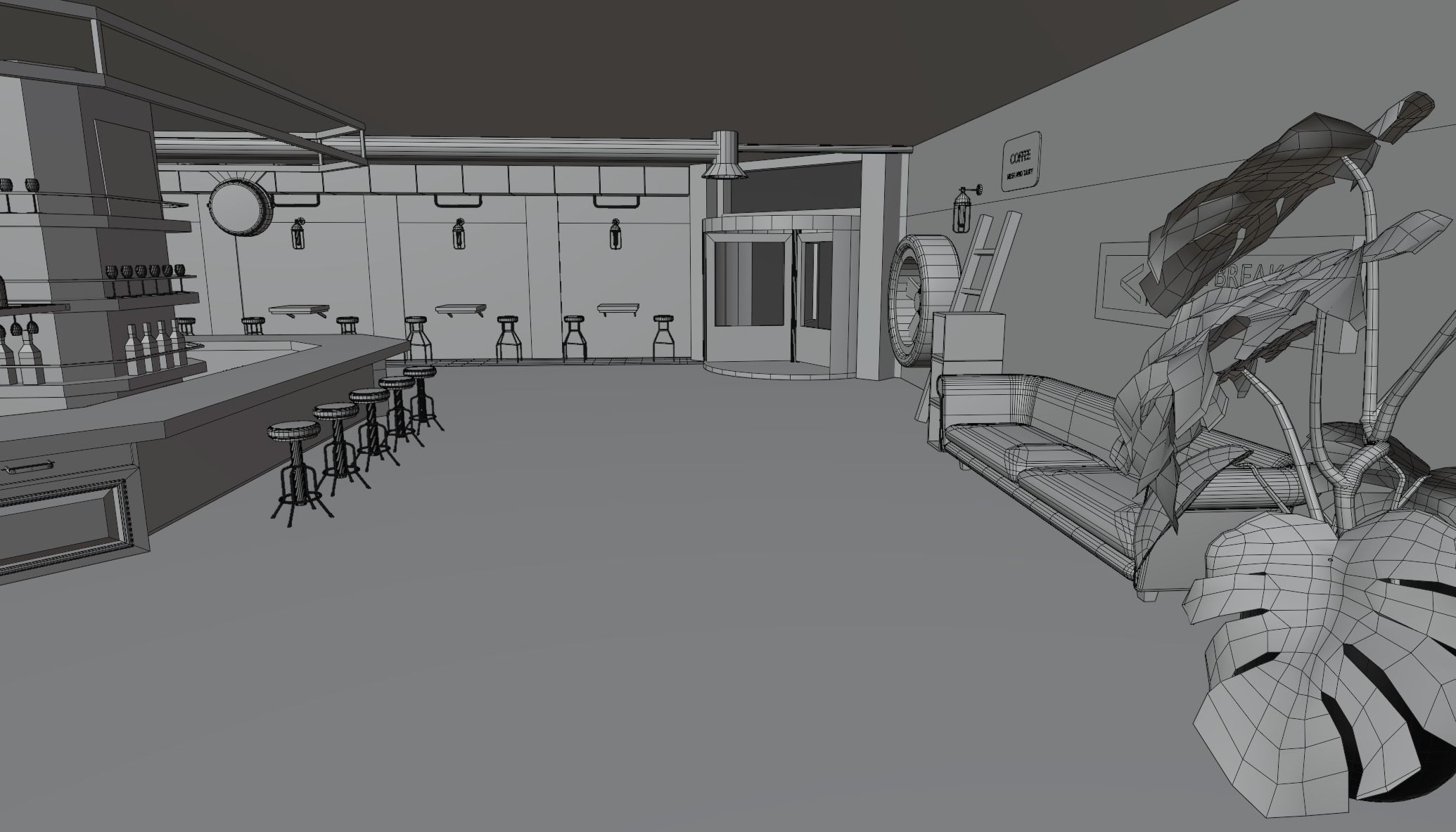 Dinning and wine bar 3D model_16