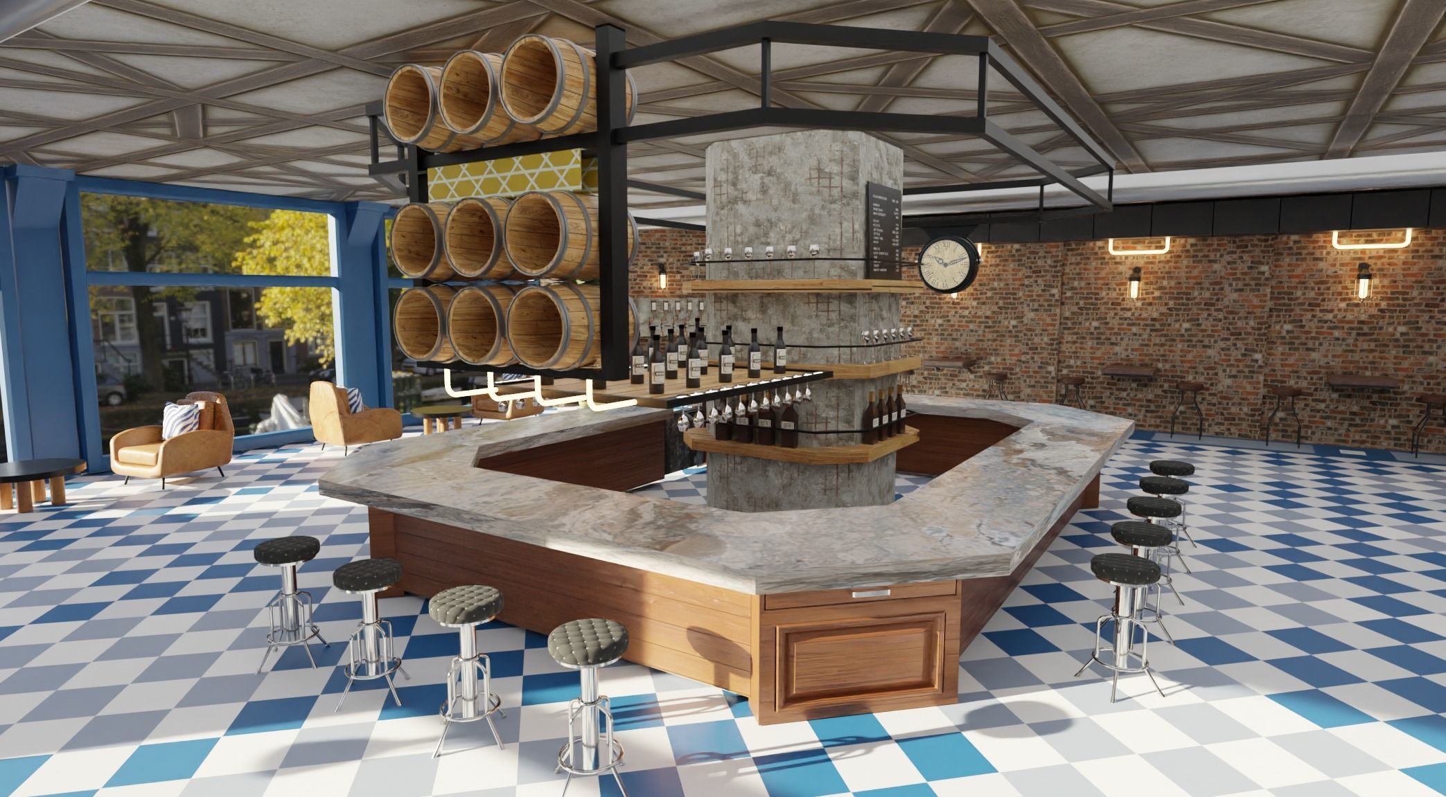 Dinning and wine bar 3D model_12