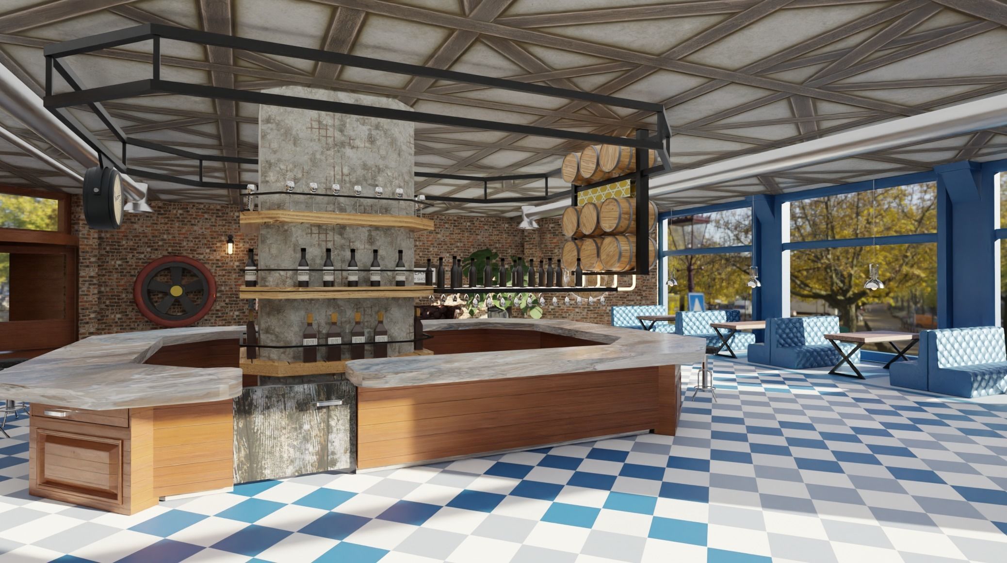 Dinning and wine bar 3D model_11