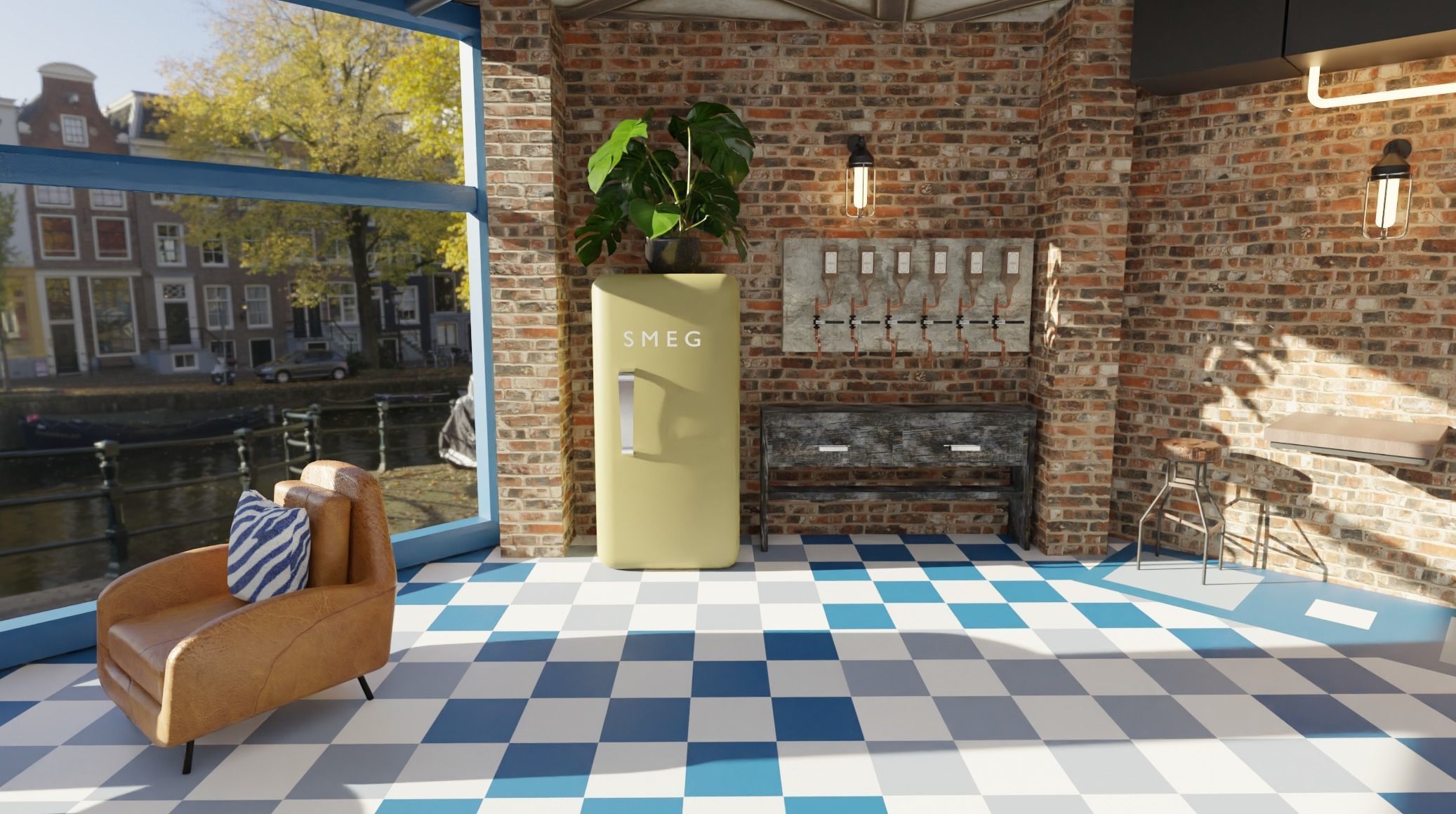 Dinning and wine bar 3D model_2