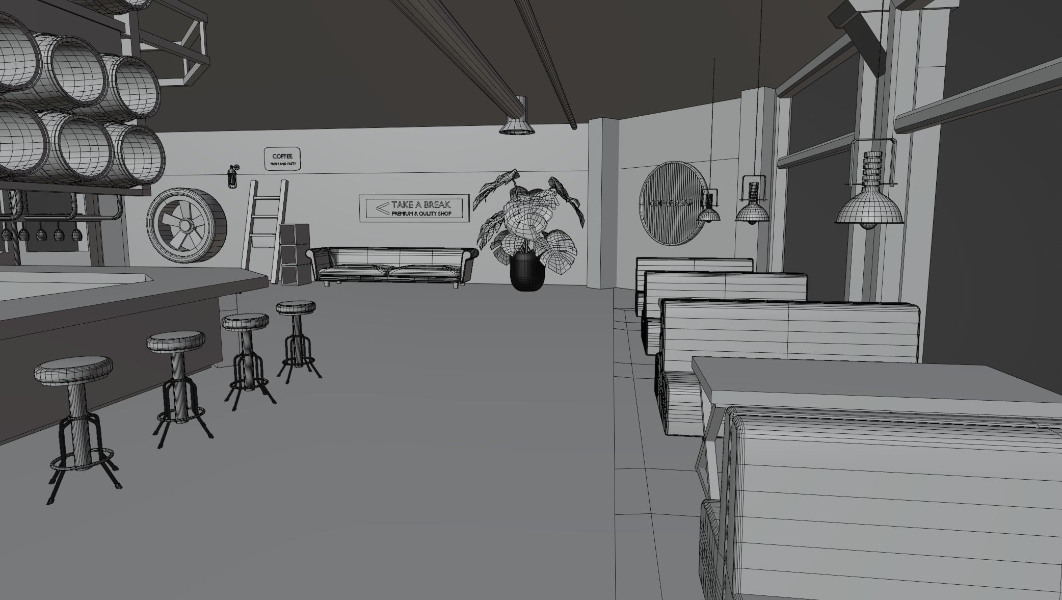 Dinning and wine bar 3D model_15