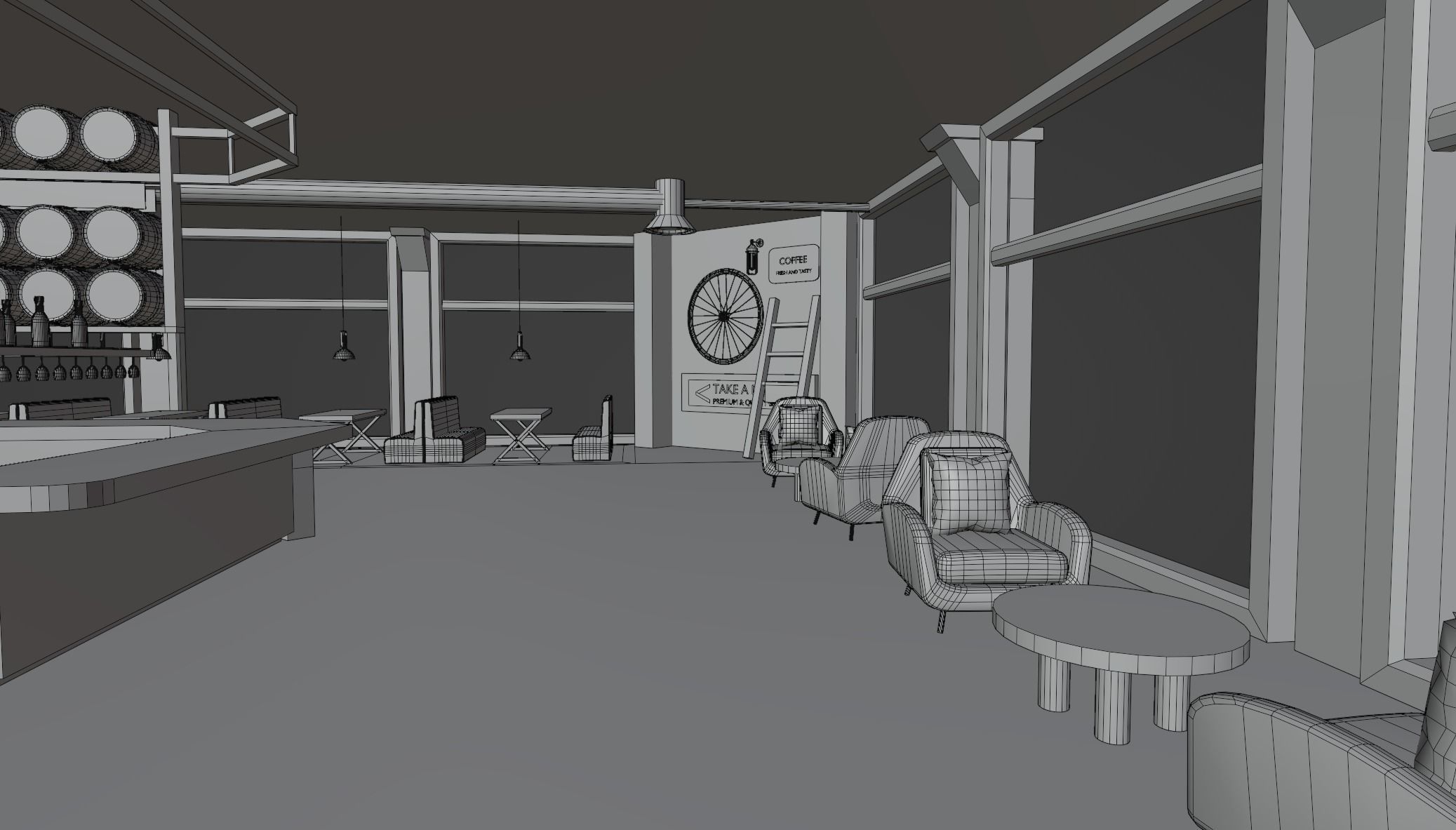 Dinning and wine bar 3D model_18