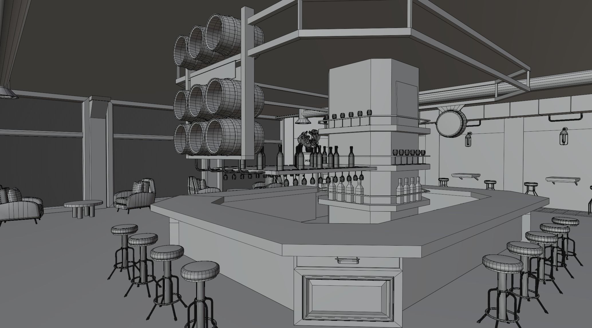 Dinning and wine bar 3D model_14