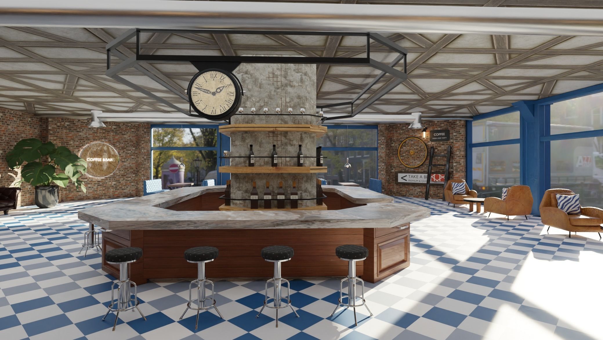 Dinning and wine bar 3D model_10