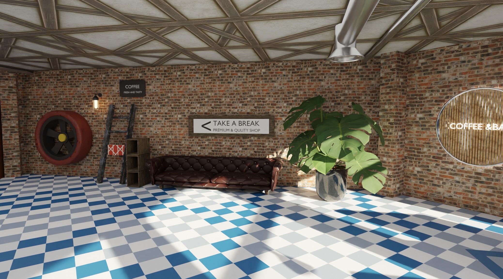 Dinning and wine bar 3D model_7