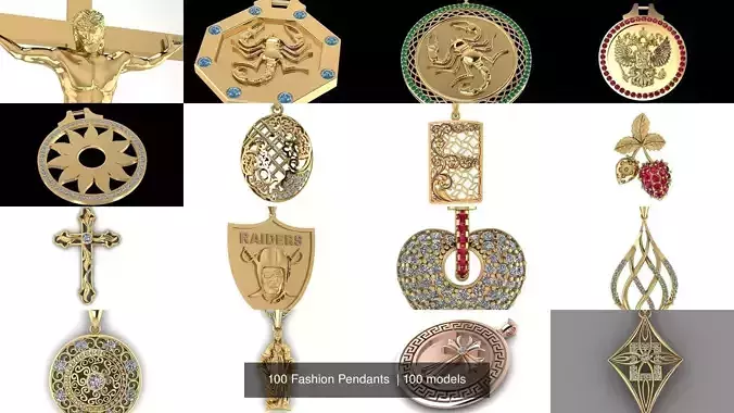 100 Fashion Pendants  3D Model Collection
