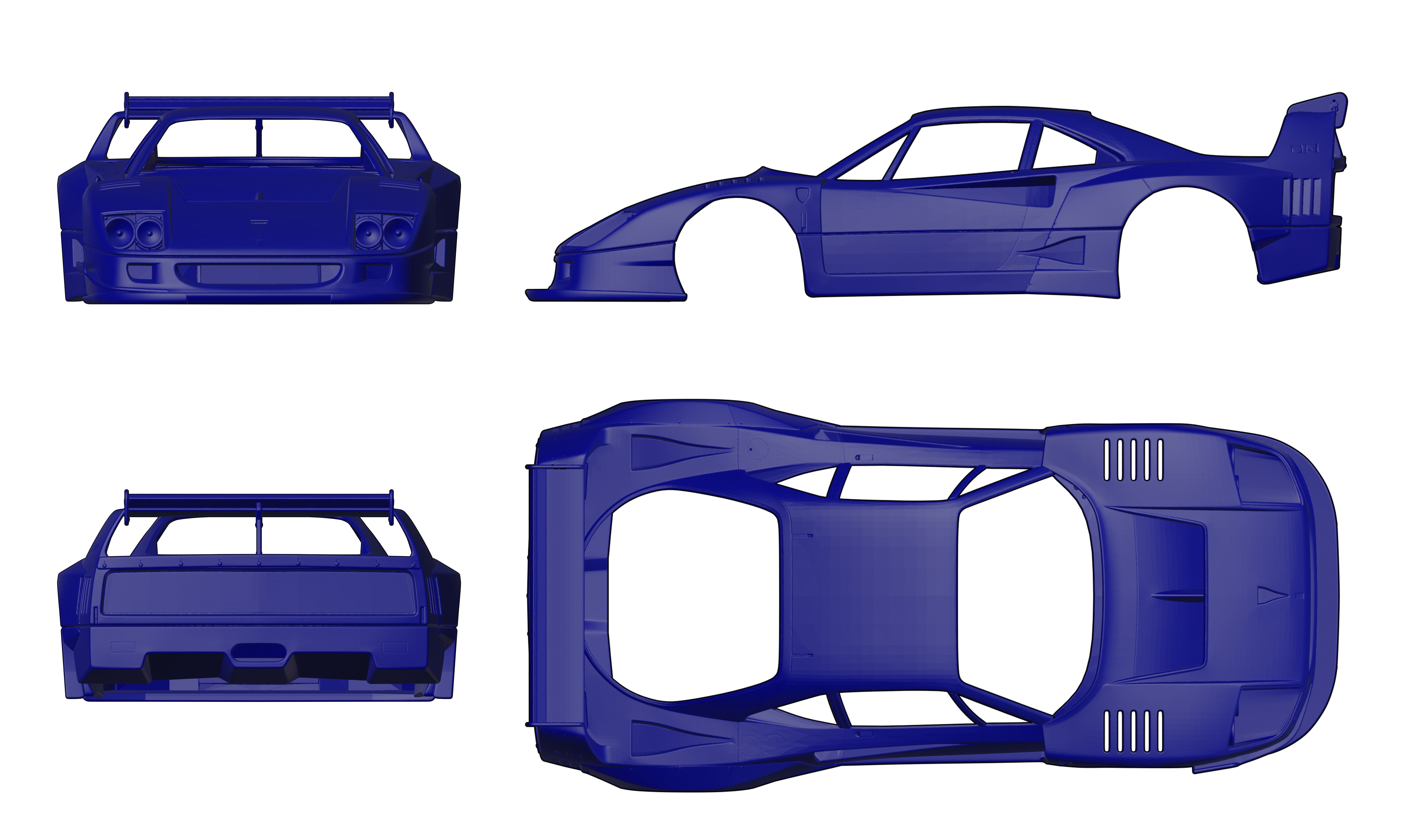 RC Car Body Ferrari F40 3D model 3D printable CGTrader