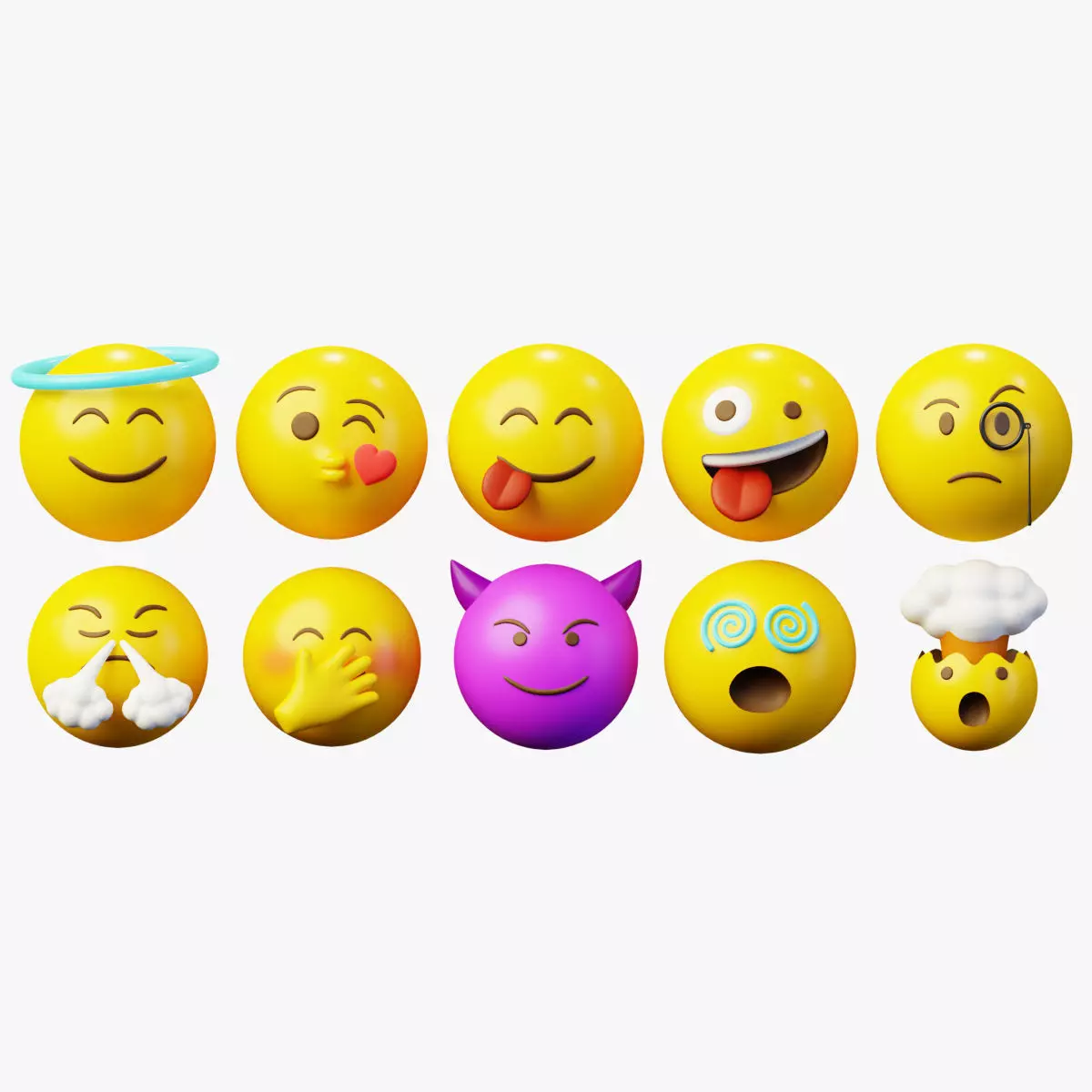 10 Emoticon Yellow Ball Pack Part 3 3D model_0