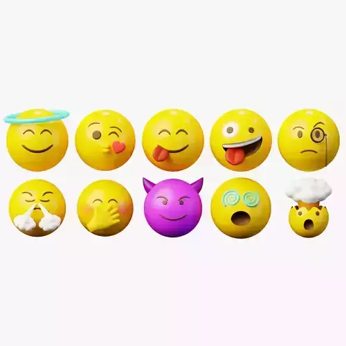 10 Emoticon Yellow Ball Pack Part 3 3D model