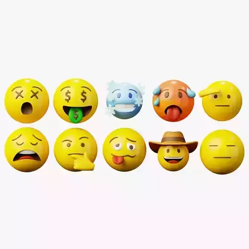 10 Emoticon Yellow Ball Pack Part 4 3D model