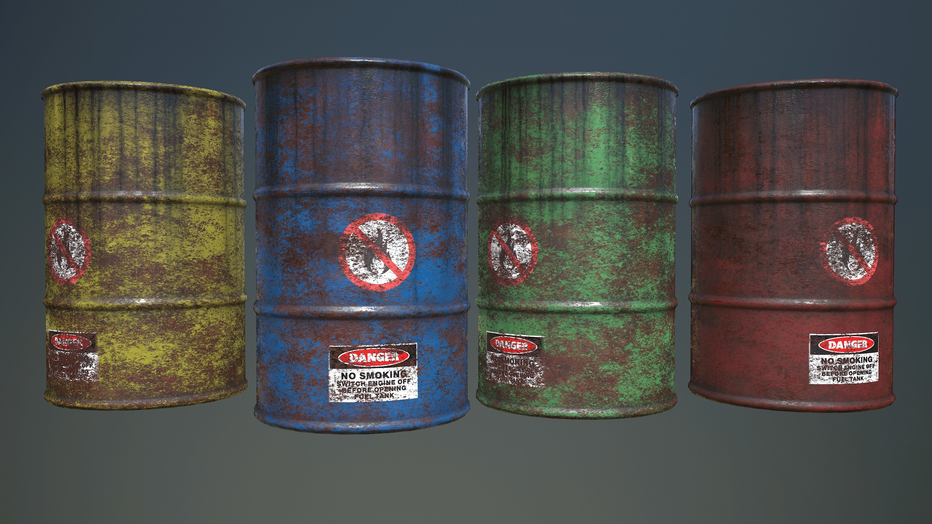 Old Rusty Oil Barrel Game Ready Low-poly 3D model_1