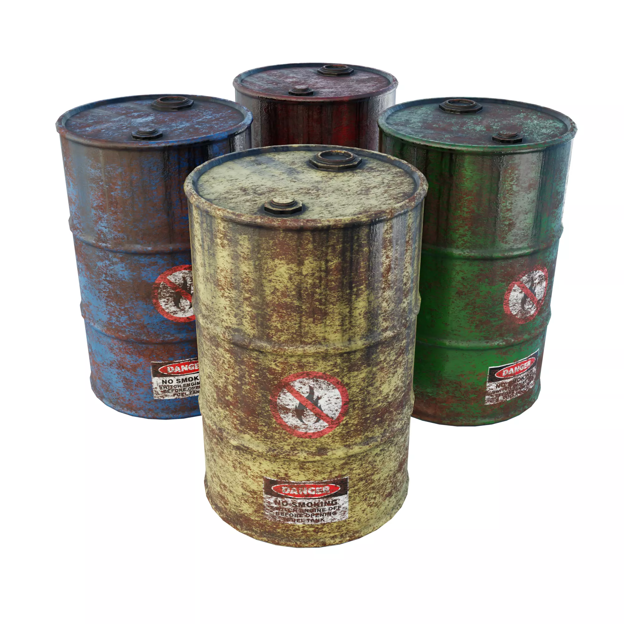 Old Rusty Oil Barrel Game Ready Low-poly 3D model_0