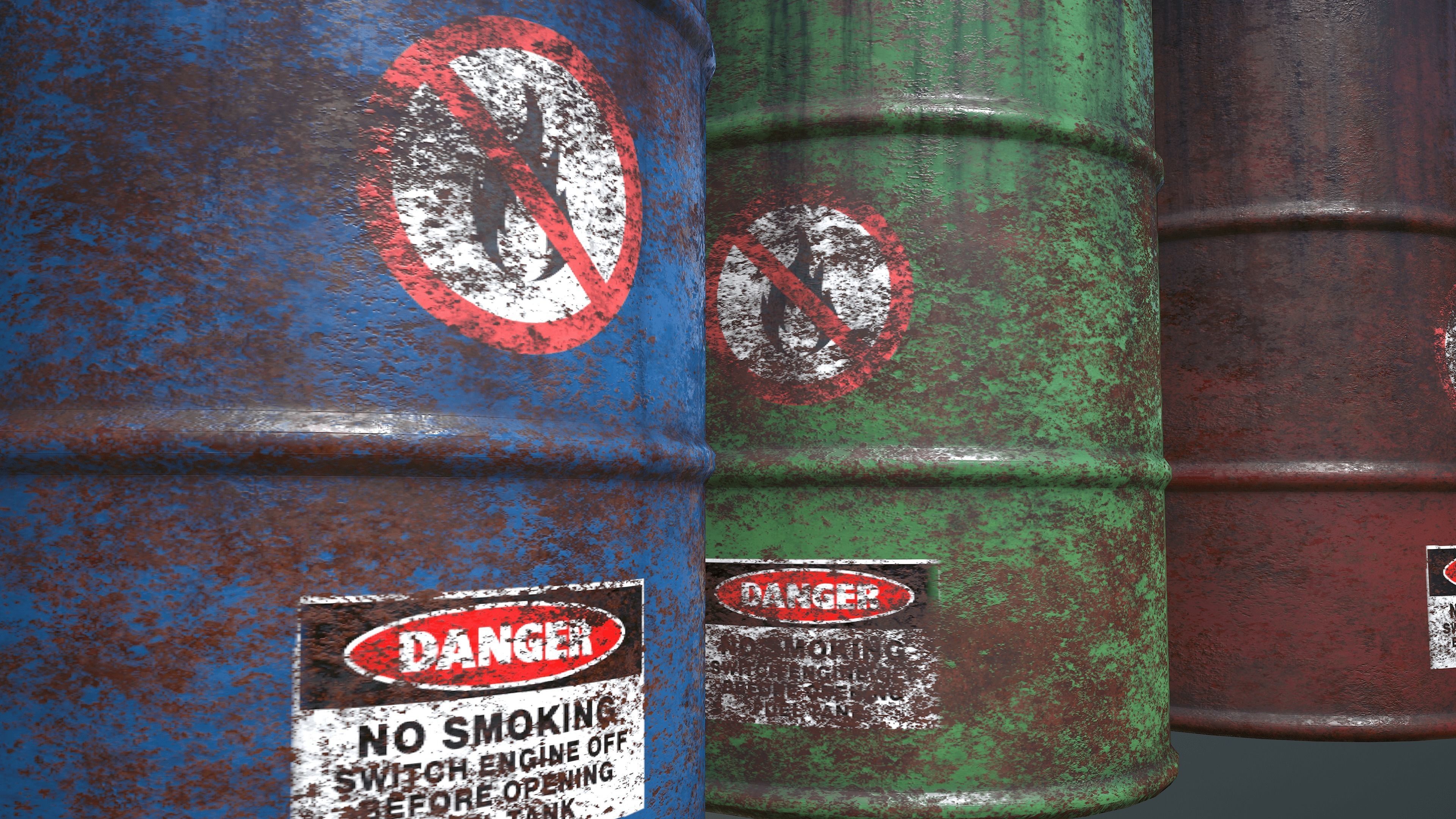 Old Rusty Oil Barrel Game Ready Low-poly 3D model_2