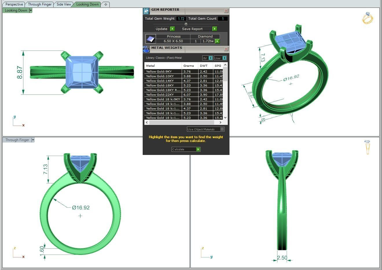 Engagement ring Lucia princess 3D print model_2