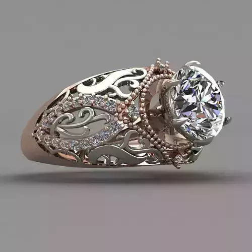 Dubble tone Rose Gold Women Diamond Ring 3D print model