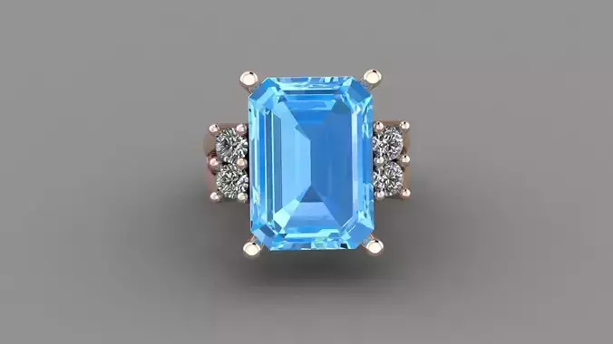 Rose Gold Women Diamond Ring 3D print model