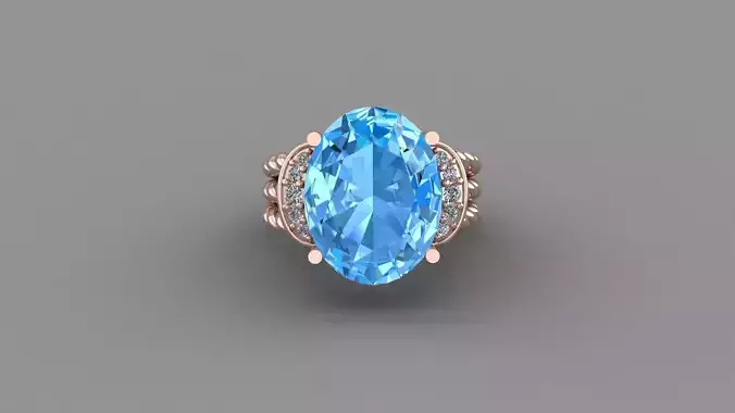 Rose Gold Women Diamond Ring 3D print model