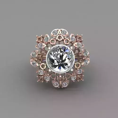 Rose Gold Women Diamond Ring 3D print model