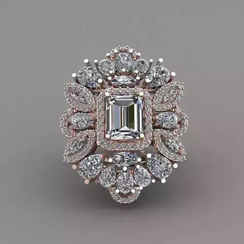 Rose Gold Women Diamond Ring 3D print model