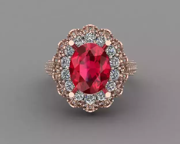 Rose Gold Women Diamond Ring 3D print model