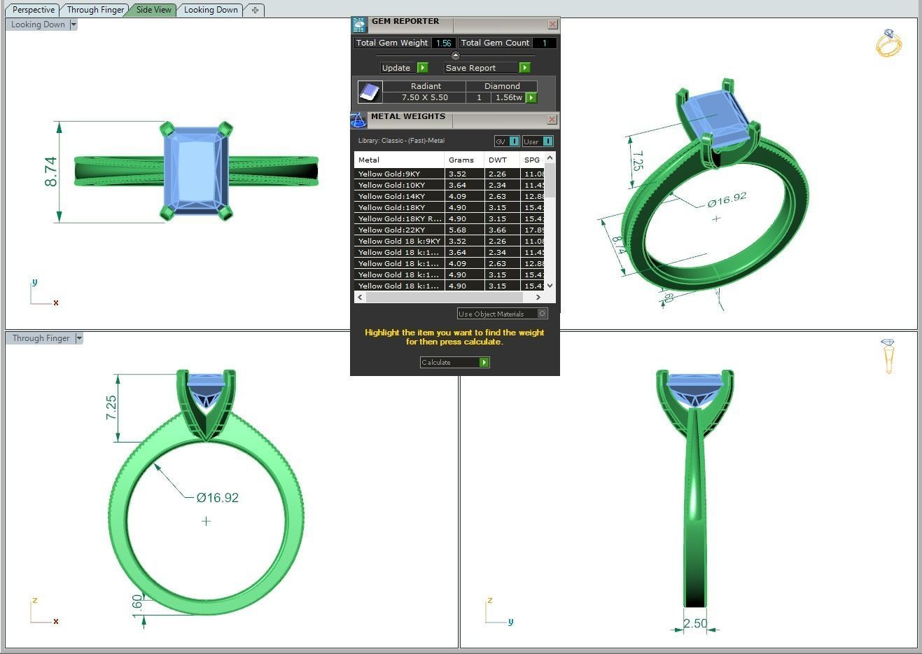 Engagement ring Lucia radiant 3D print model_1