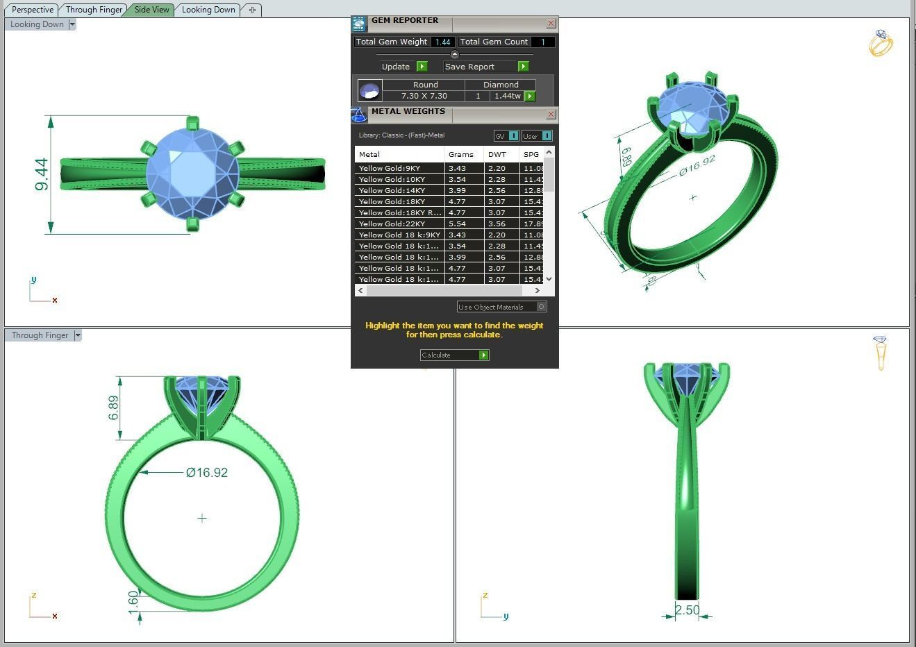 Engagement ring Lucia round 3D print model_3