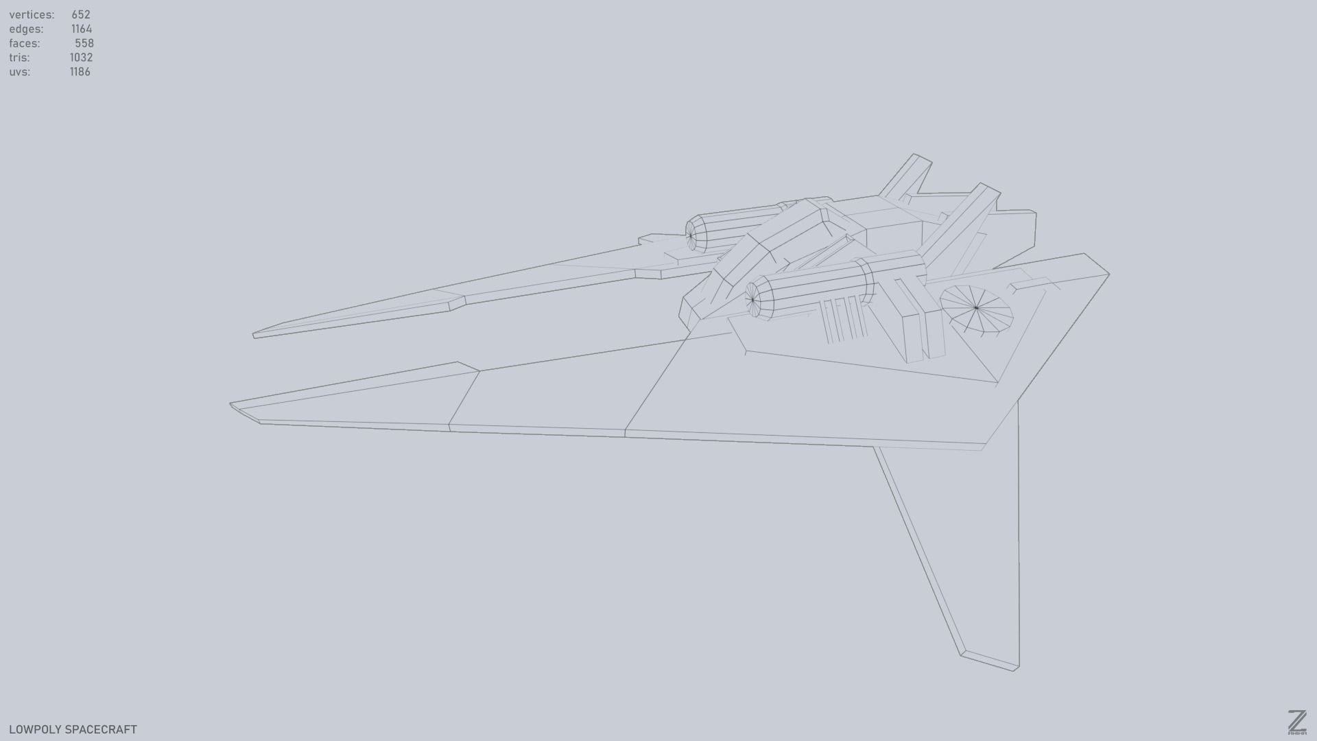 Low poly spacecraft Low-poly 3D model_9
