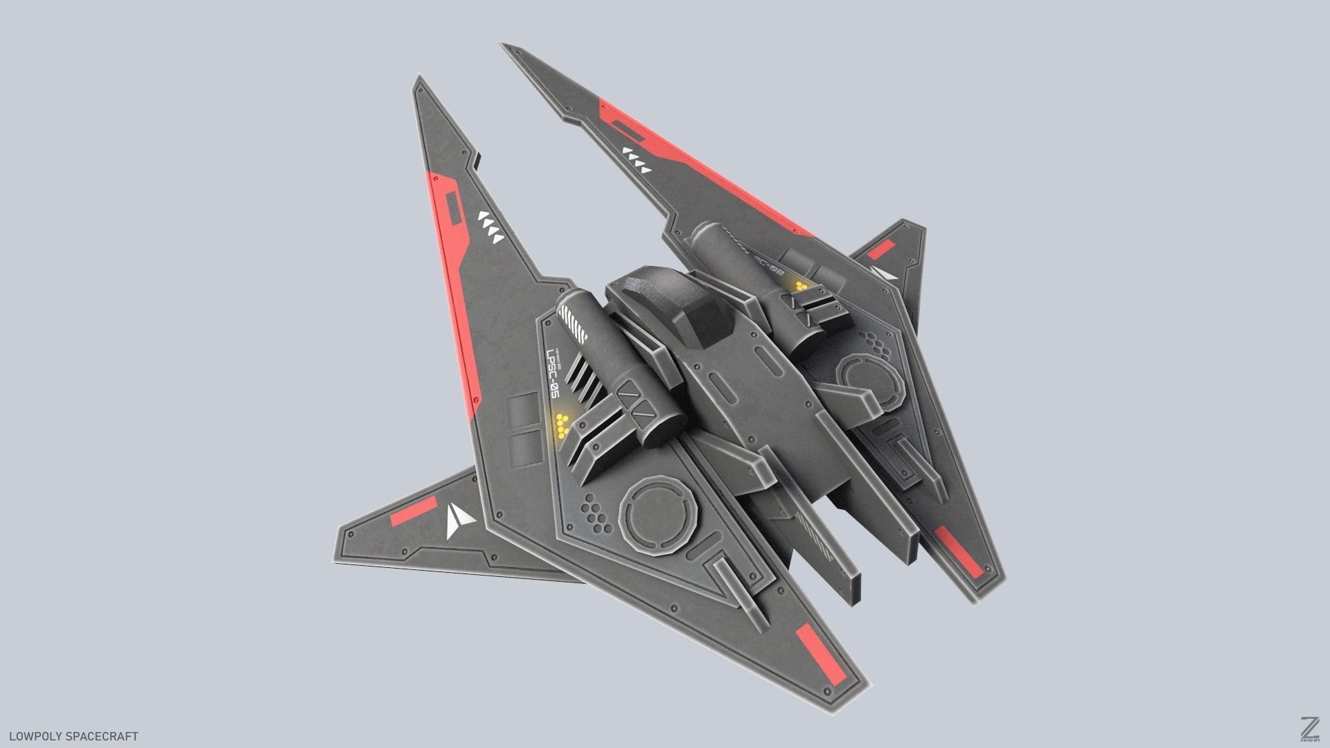 Low poly spacecraft Low-poly 3D model_3