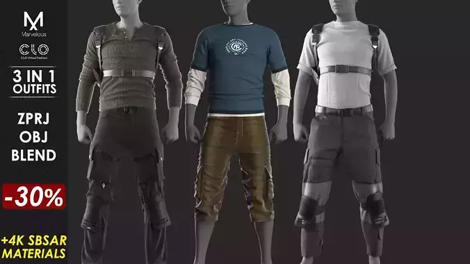 3 in 1 Outfit  - Marvelous Designer with Video Process