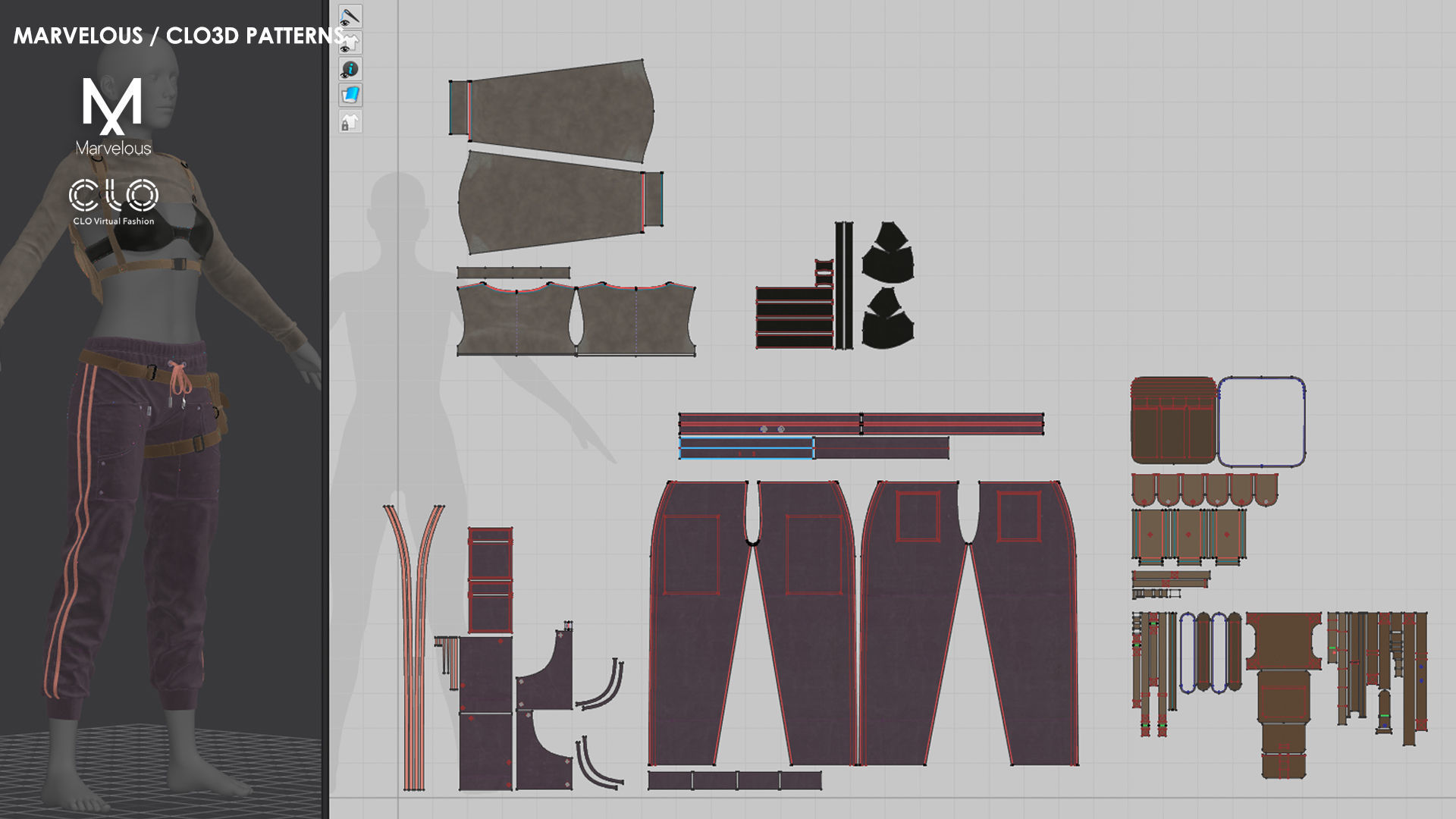 3 in 1 Outfit  - Marvelous Designer with Video Process 3D Model Collection_5