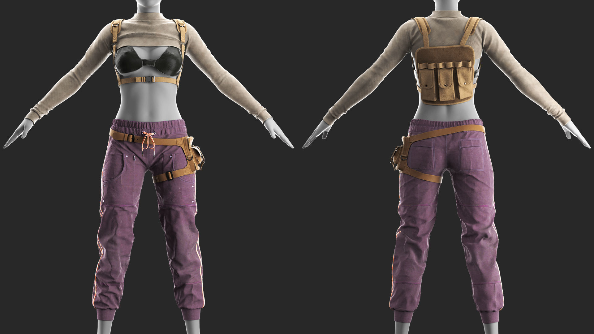 3 in 1 Outfit  - Marvelous Designer with Video Process 3D Model Collection_3