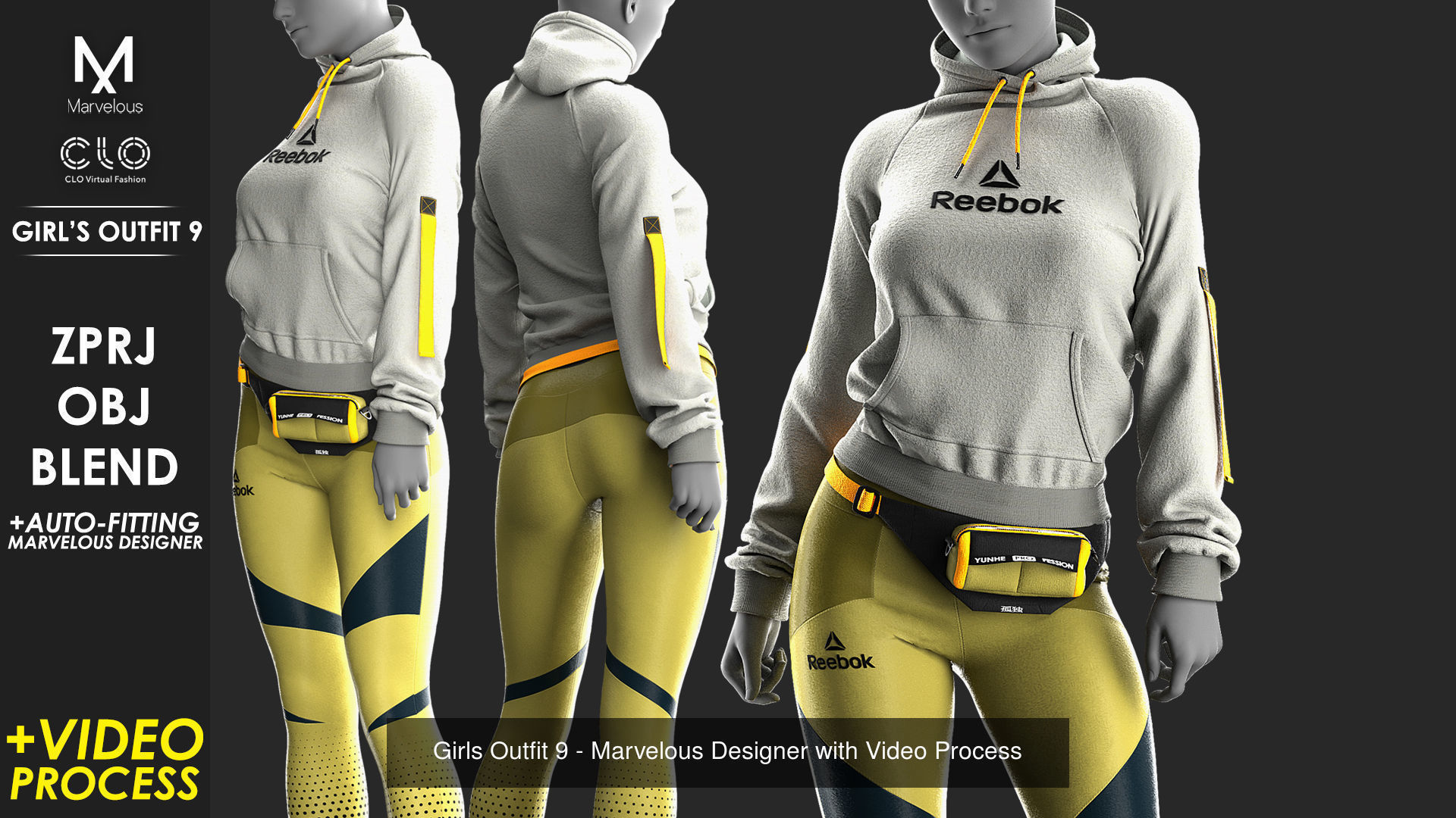 3 in 1 Outfit  - Marvelous Designer with Video Process 3D Model Collection_4
