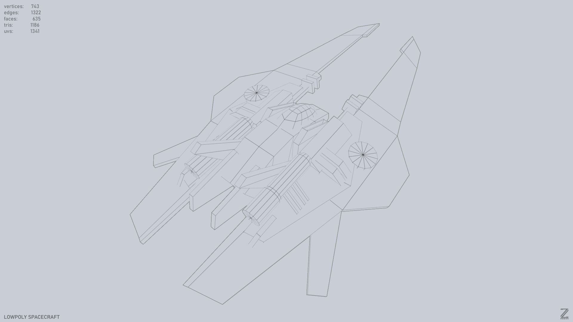 Low poly spacecraft Low-poly 3D model_12