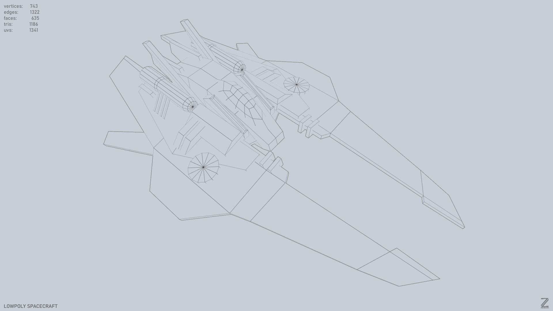 Low poly spacecraft Low-poly 3D model_14