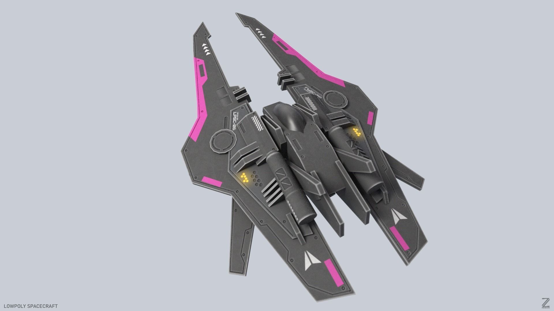 Low poly spacecraft Low-poly 3D model_3